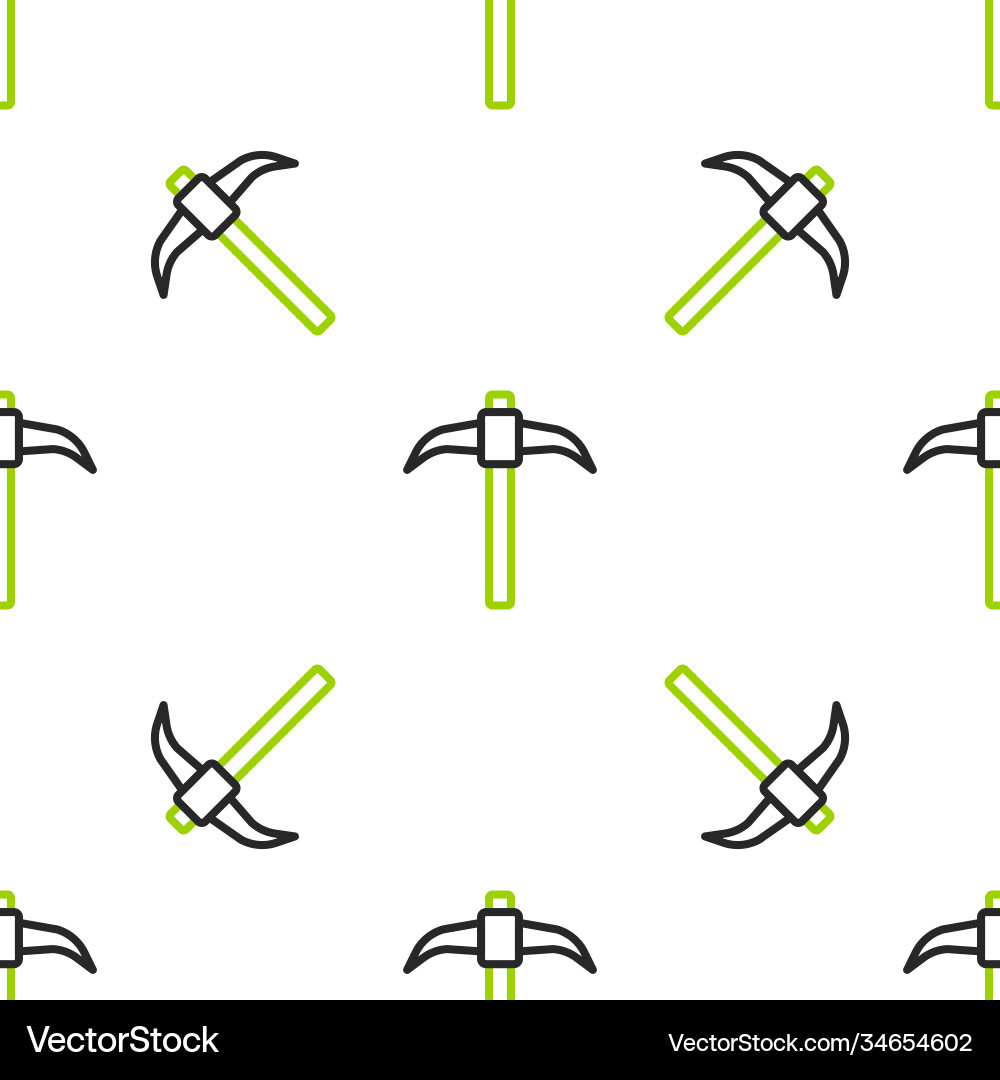 Line pickaxe icon isolated seamless pattern Line pickaxe icon isolated seamless pattern Vector Image