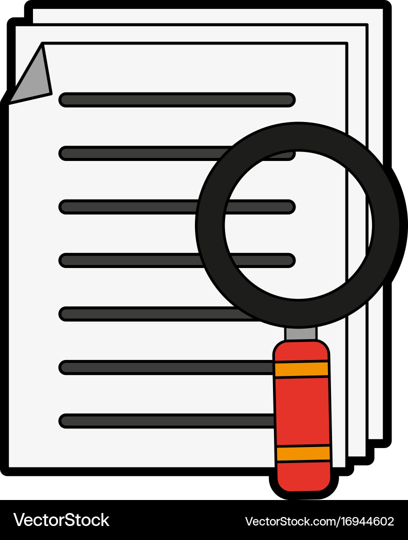 Magnifying glass with file or text document icon vector image