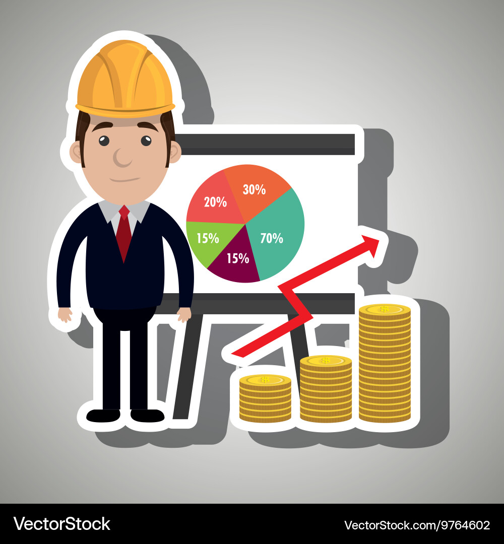 Man and statistics isolated icon design vector image