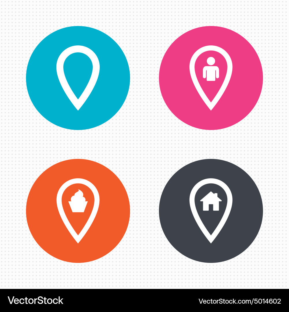 Map pointer icons home food and user location Vector Image