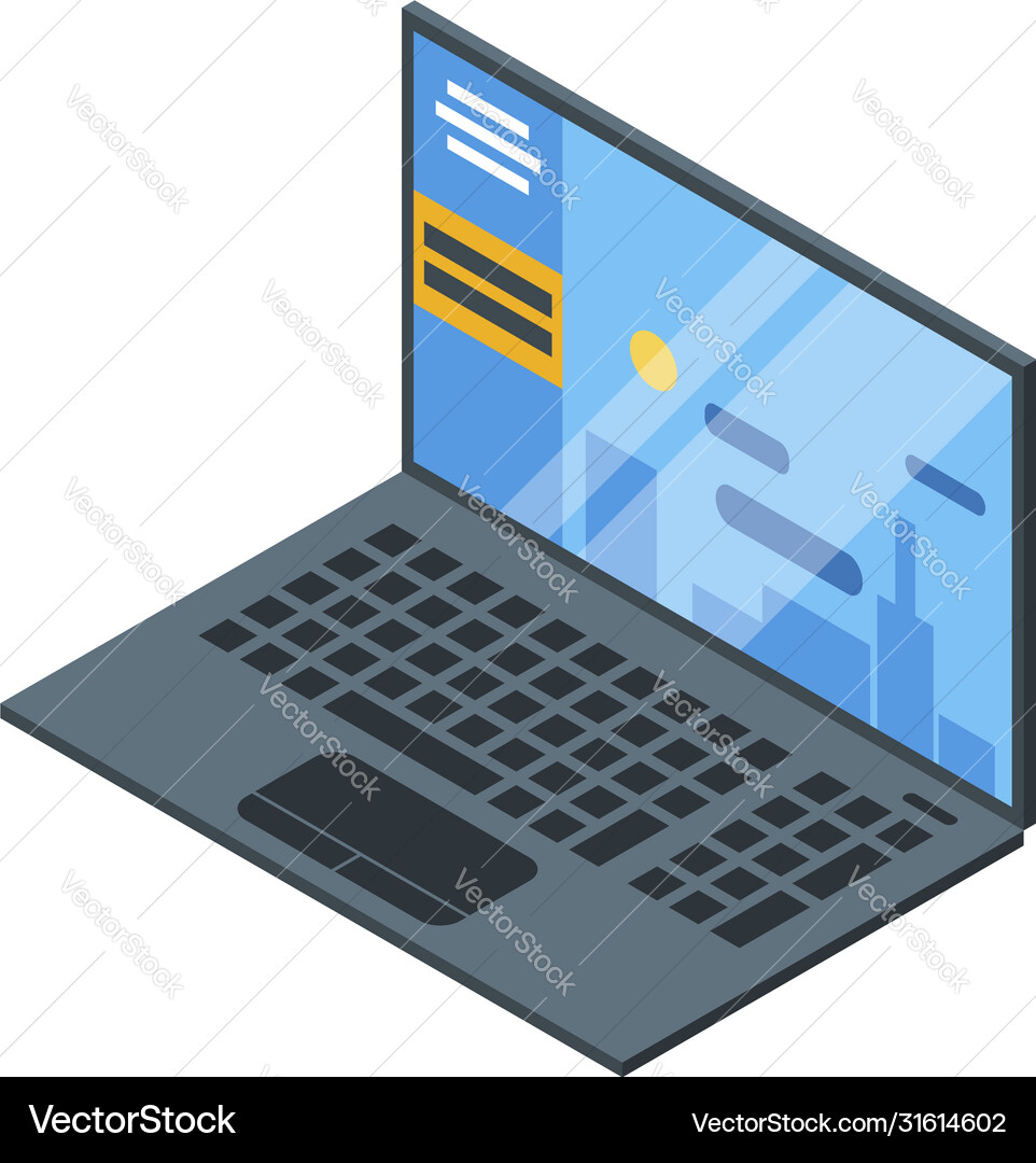 Open notebook pc icon isometric style Royalty Free Vector