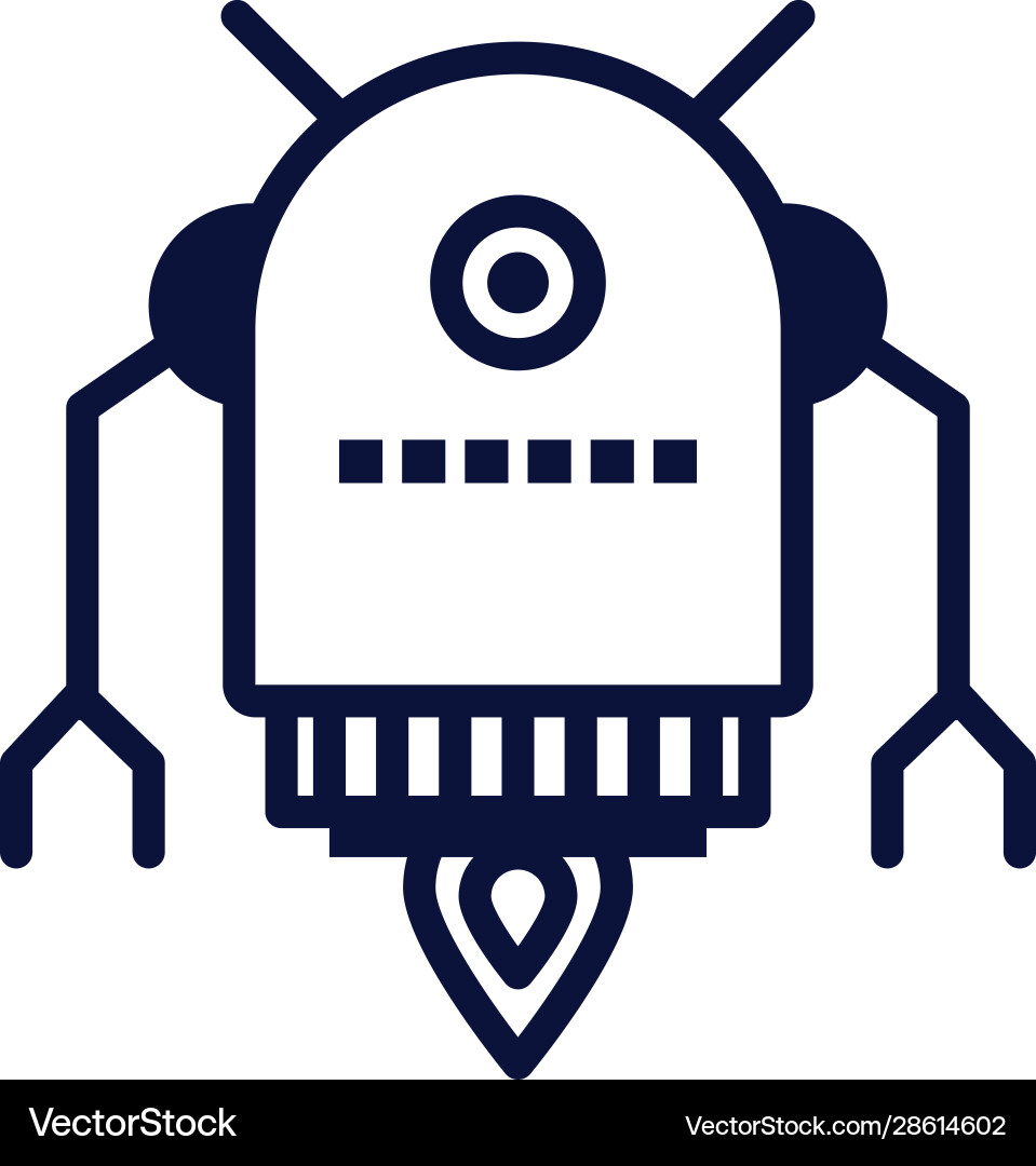 Robot floating cyborg isolated icon Robot floating cyborg isolated icon Vector Image