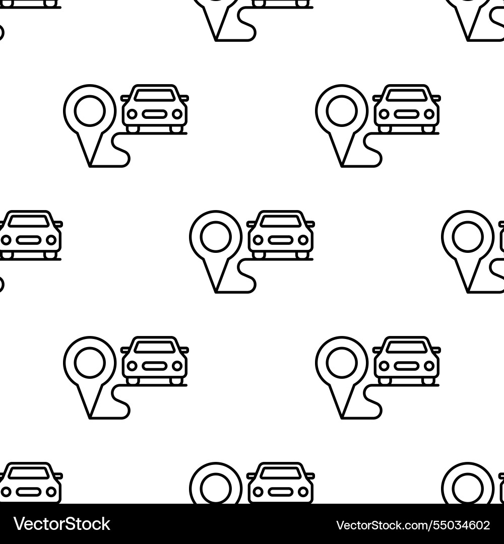 Seamless pattern of car in map pointer pictogram Seamless pattern of car in map pointer pictogram vector image