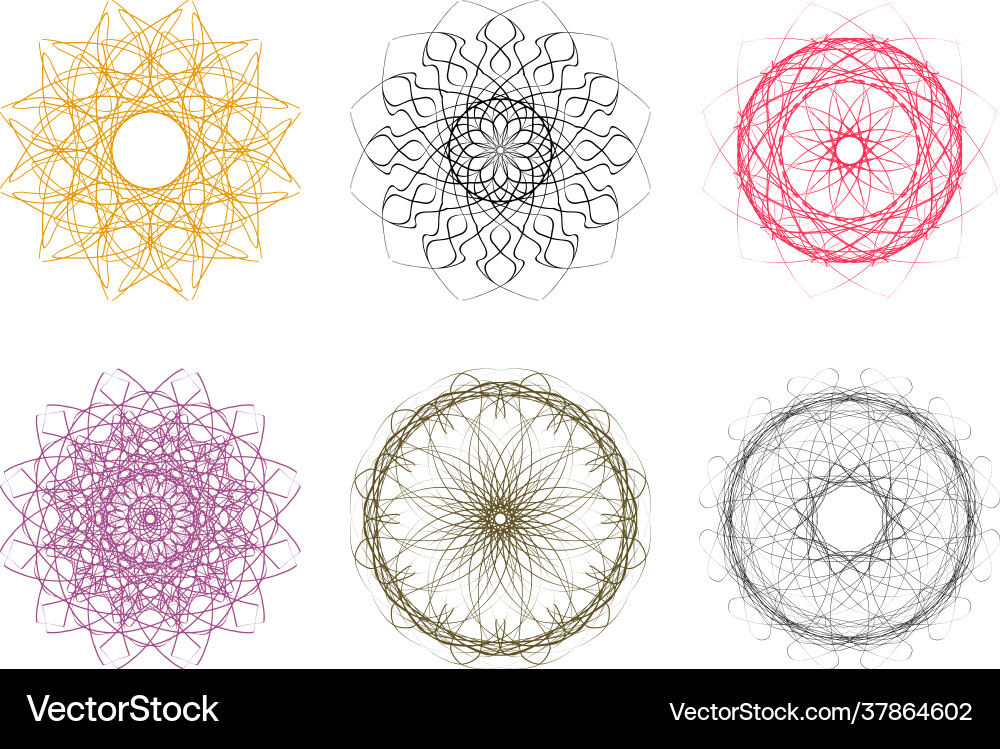 Set abstract mandala patterns vector image