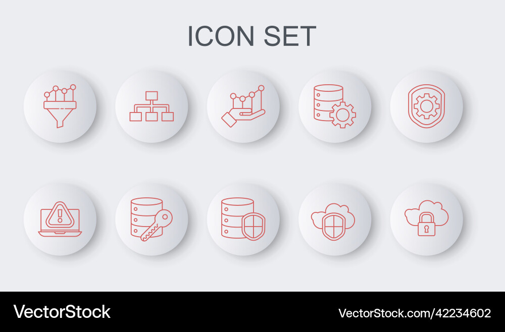 Set line cloud computing lock laptop Set line cloud computing lock laptop vector image