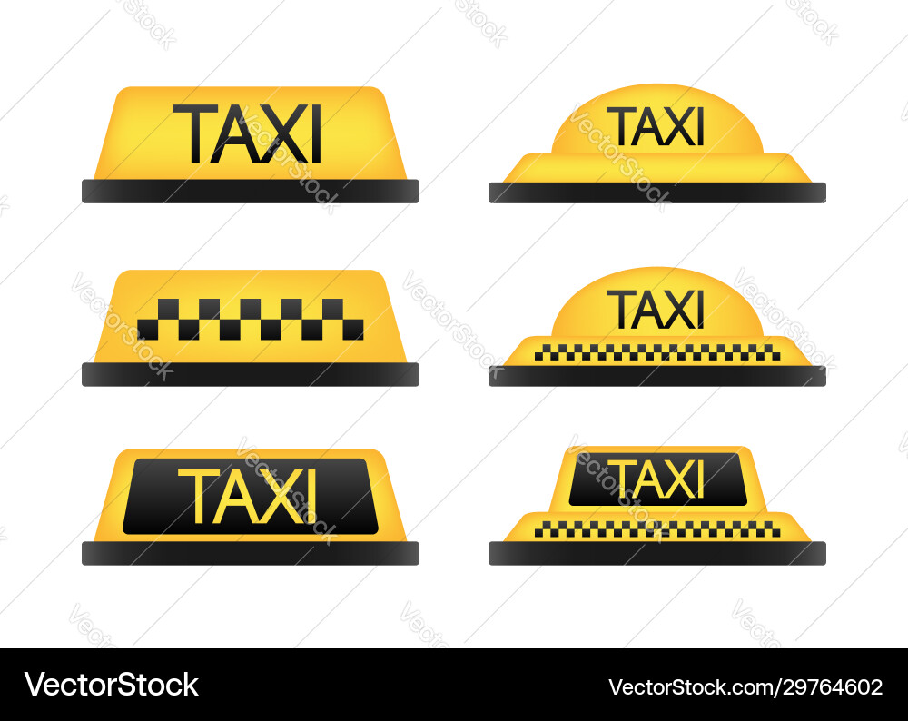 Taxi flaches Dach von Schild-Symbol auf blau gesetzt Taxi flaches Dach von Schild-Symbol auf blau gesetzt vektorbild