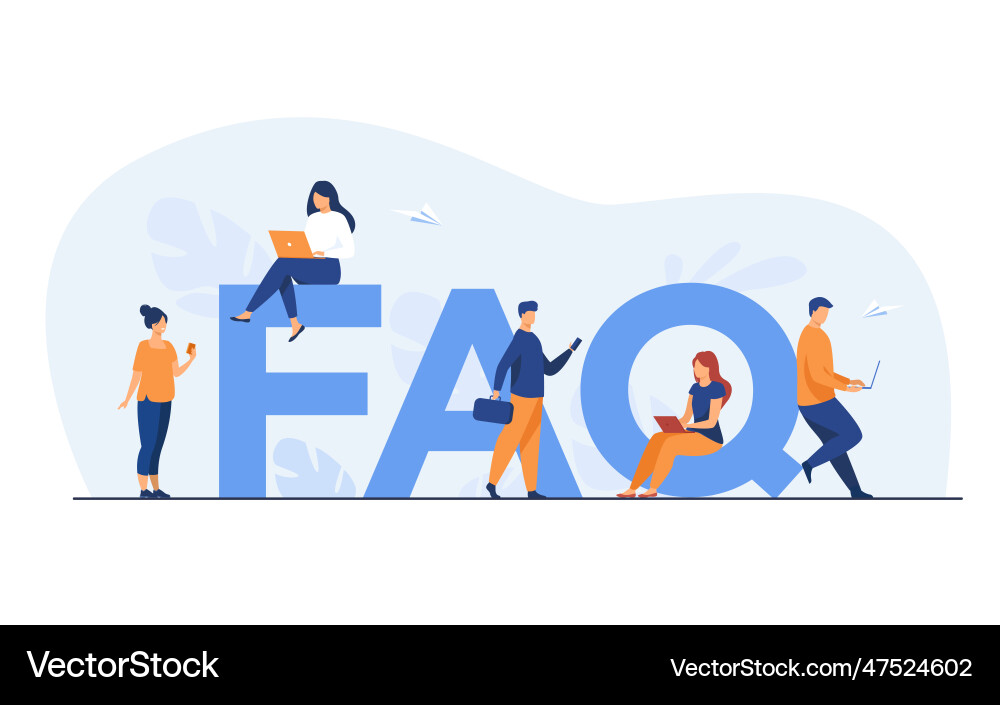 Tiny People with FAQ Questions vector image