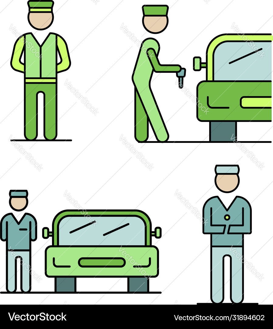 Valet icons set line color Valet icons set line color vector image