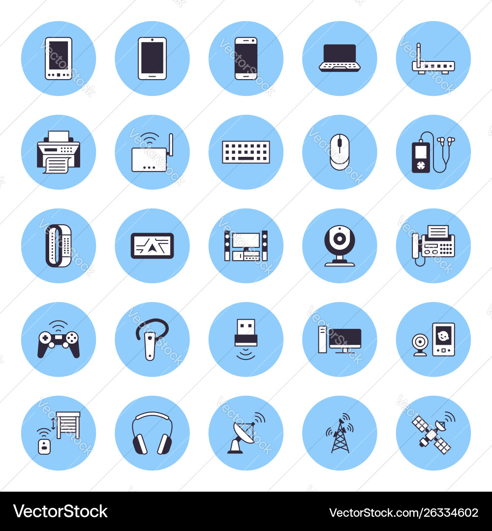 Wireless devices flat line icons wifi internet Wireless devices flat line icons wifi internet vector image