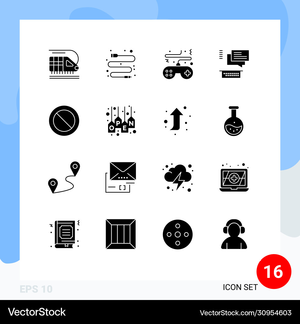 16 universal solid glyphs set for web and mobile Vector Image