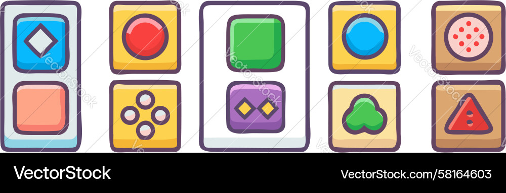 App UI Buttons - Square Icons Vector Image
