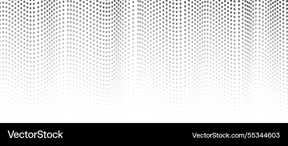 Black white spotted curves halftone wave pattern Vector Image