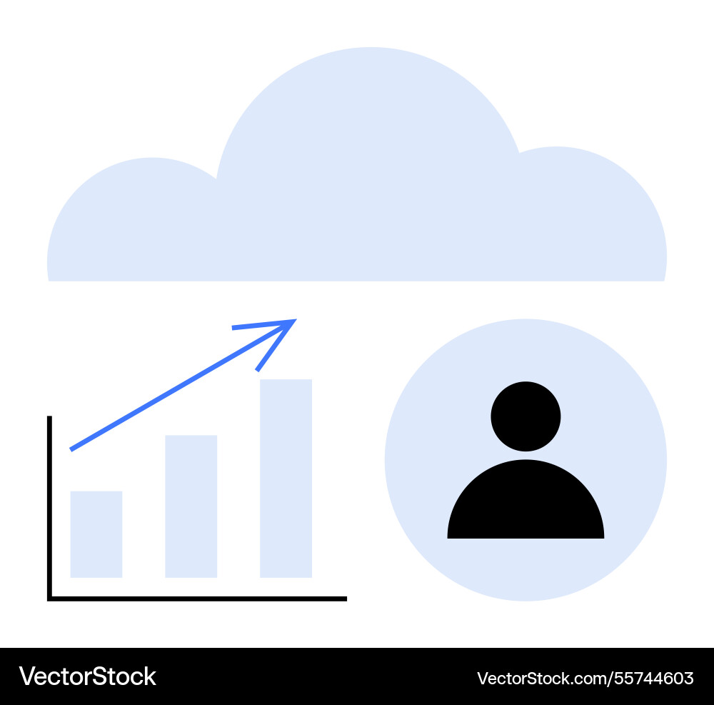 Cloud-based data growth with user profile Cloud-based data growth with user profile vector image