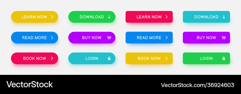 Colorful Web Buttons Collection Vector Image