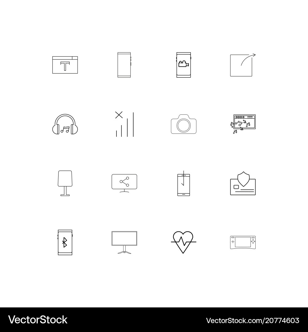 Devices linear thin icons set outlined simple Vector Image