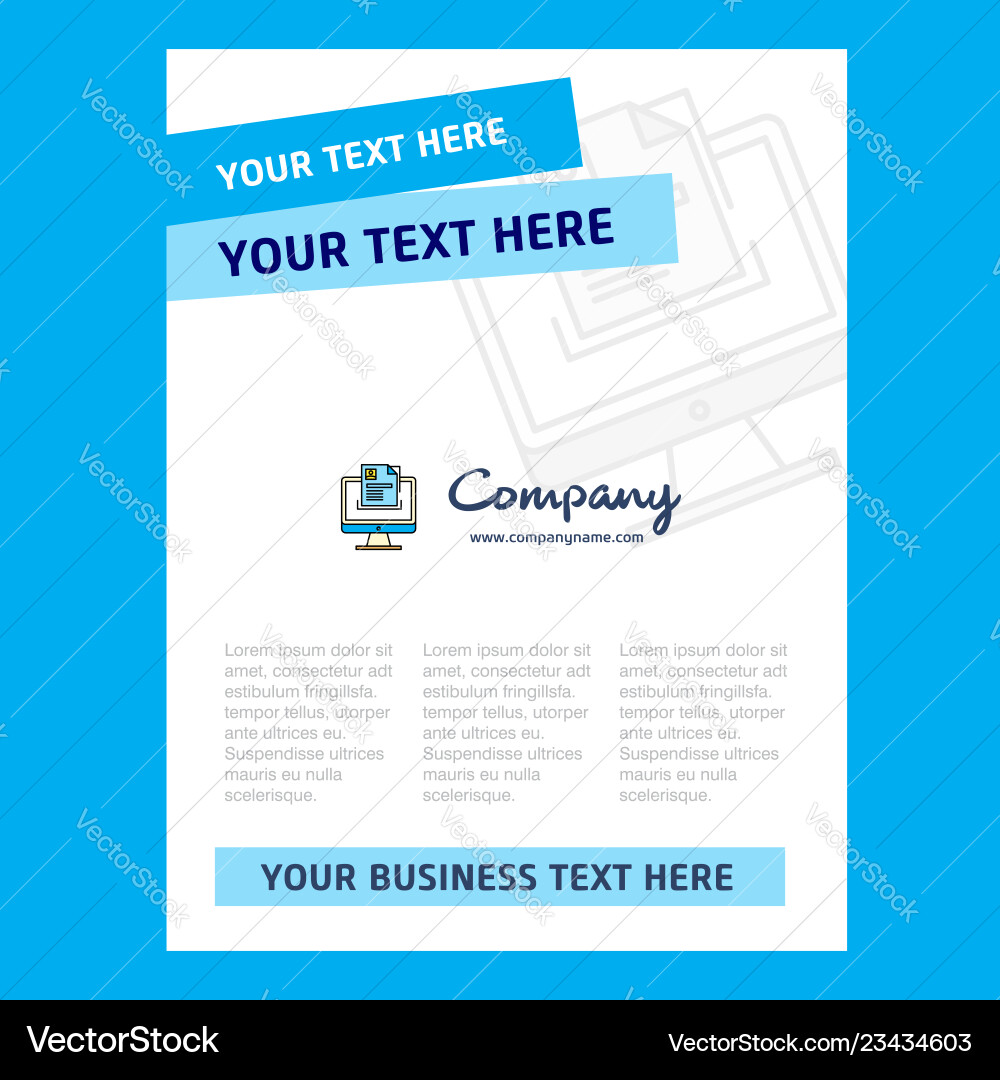 Document in computer title page design Vector Image