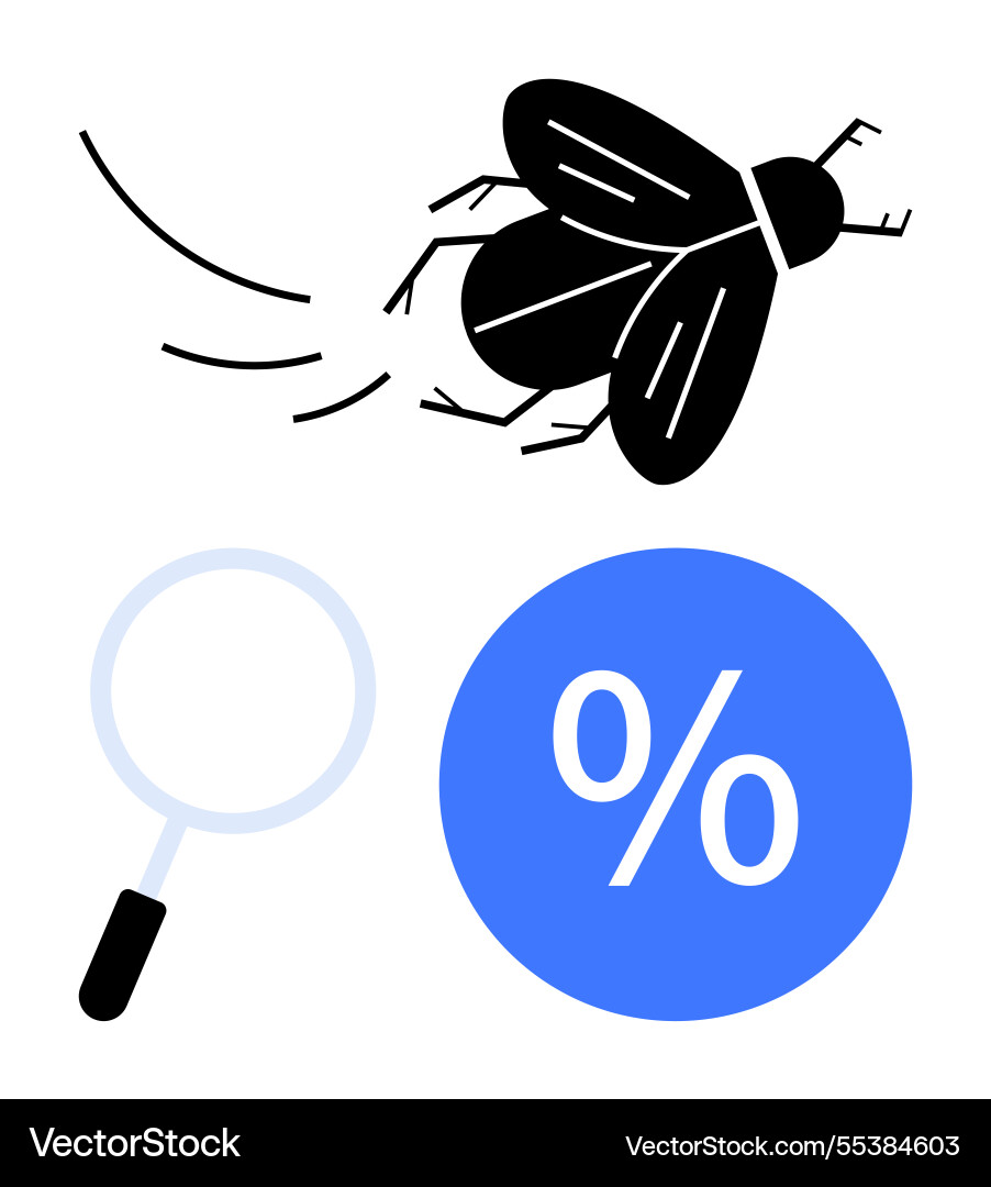 Flying insect with swooshing lines magnifying Flying insect with swooshing lines magnifying vector image