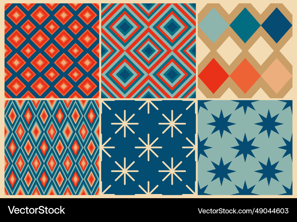 Geometry retro seamless patterns in the style Geometry retro seamless patterns in the style vector image