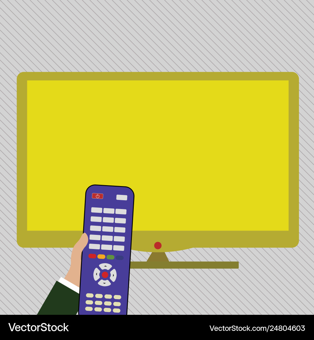 Hand holding computer remote control infront vector image