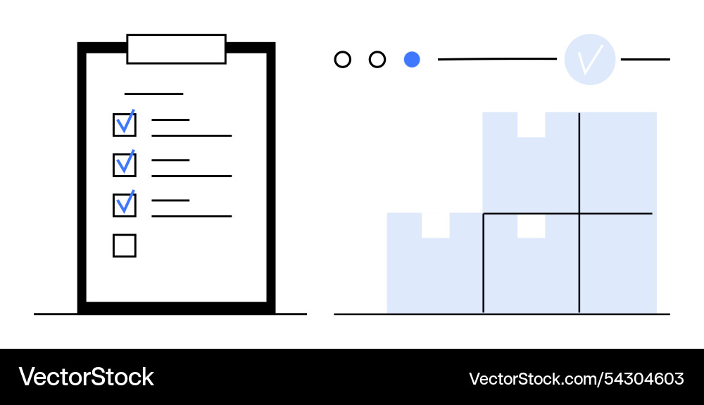 Inventory checklist and stacked boxes indicating Inventory checklist and stacked boxes indicating Vector Image