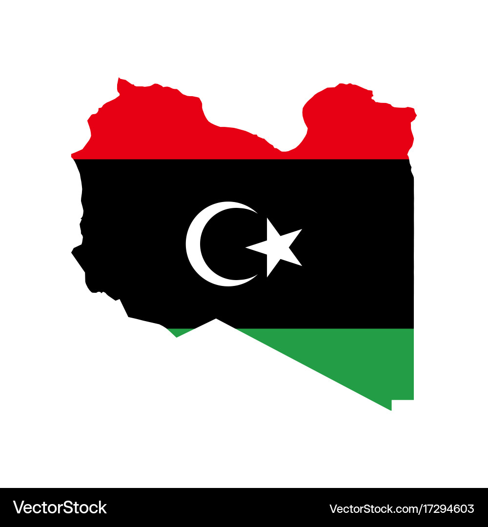 Libya flag and map Vector Image