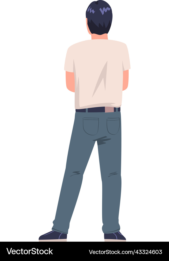 Man character standing with folded arms back view Man character standing with folded arms back view vector image