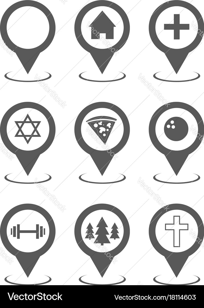 Map pointer set collection simple vector image