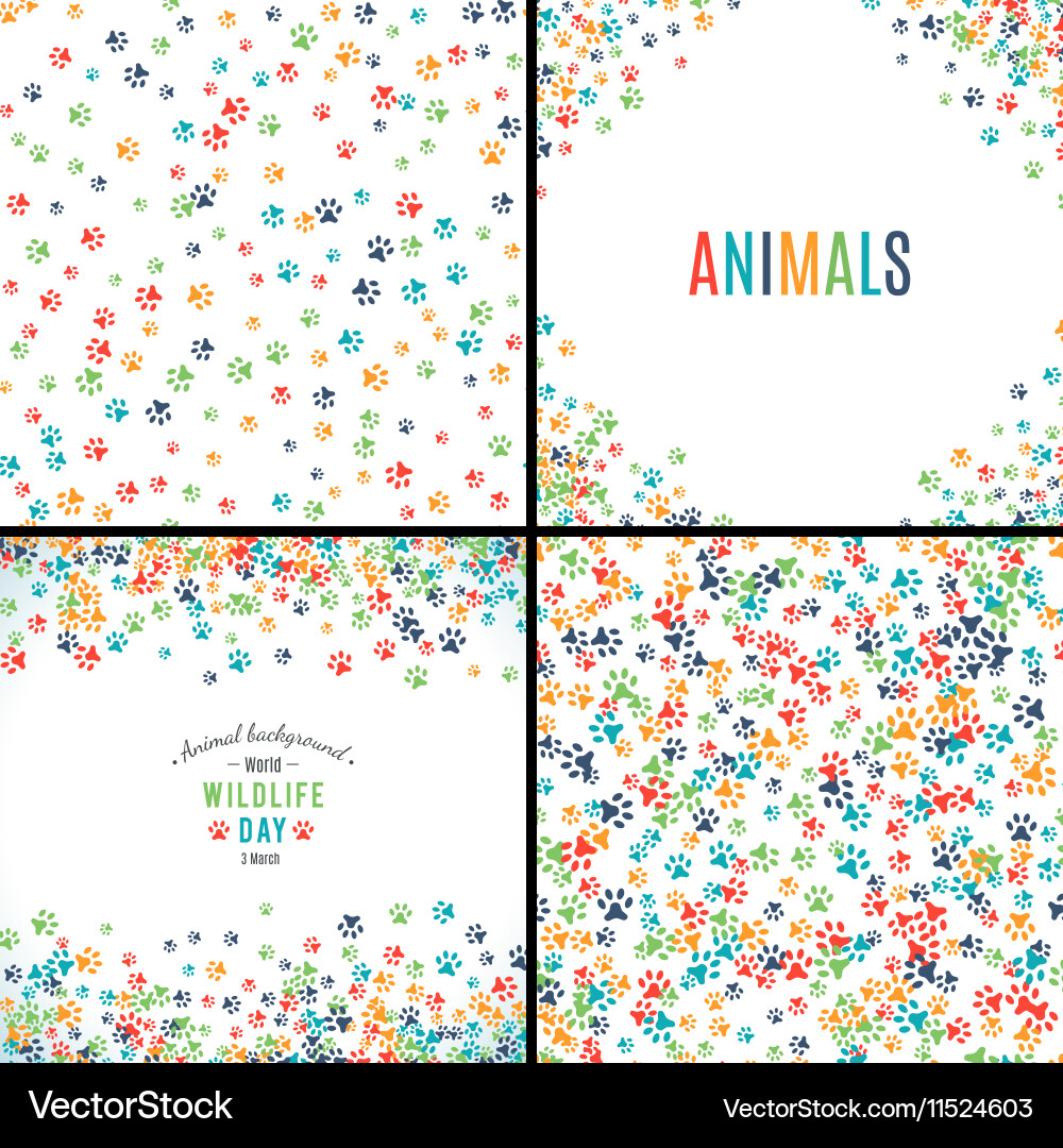 Paw Print Background Set vector image