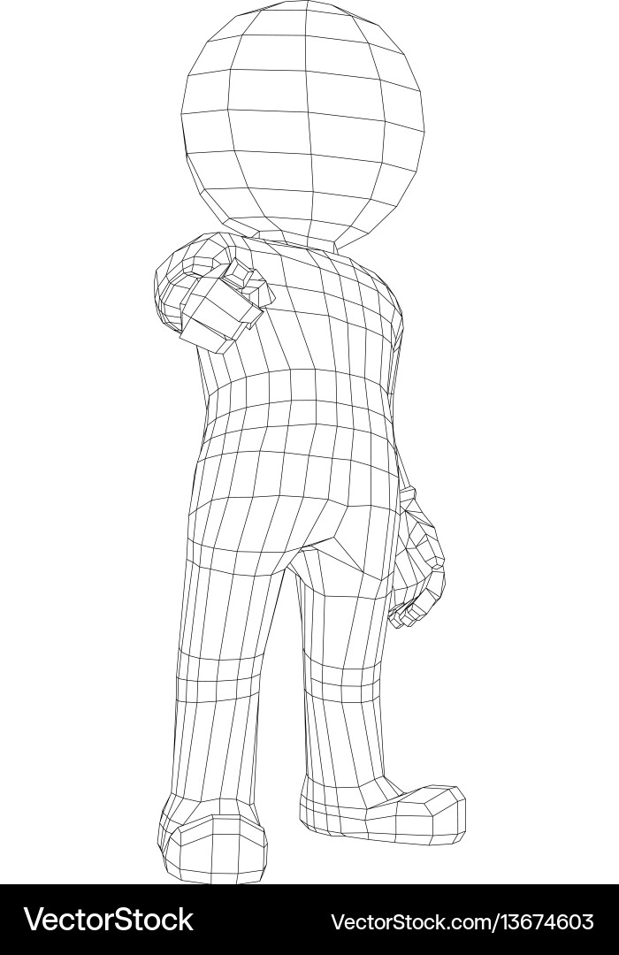 Puppet 3d man pointing at camera vector image