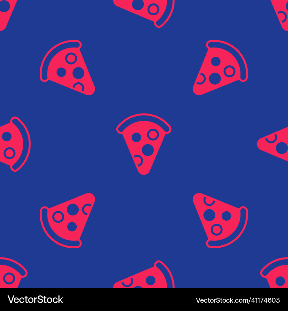 Red slice of pizza icon isolated seamless pattern Red slice of pizza icon isolated seamless pattern vector image