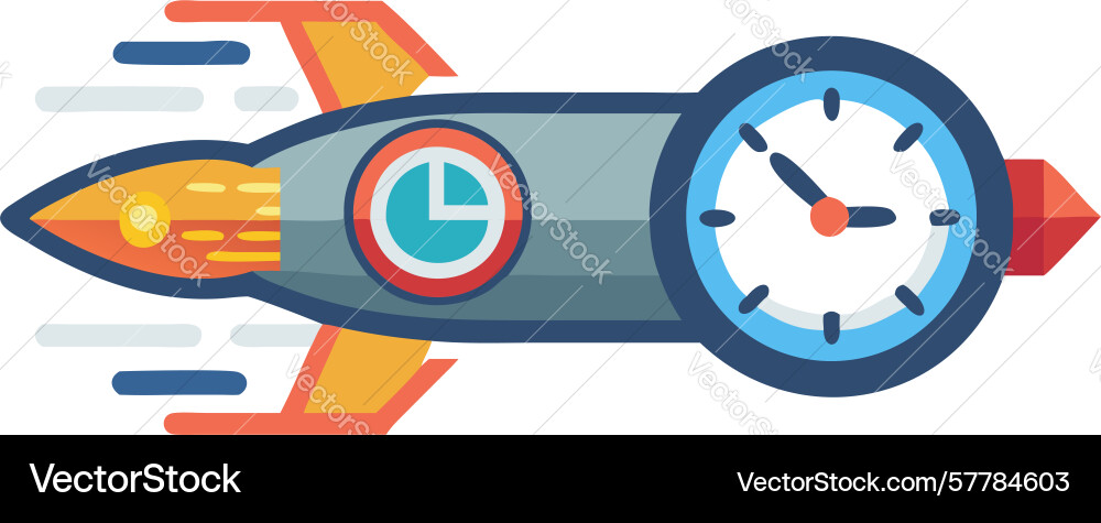 Rocket launch countdown timer icon for space vector image