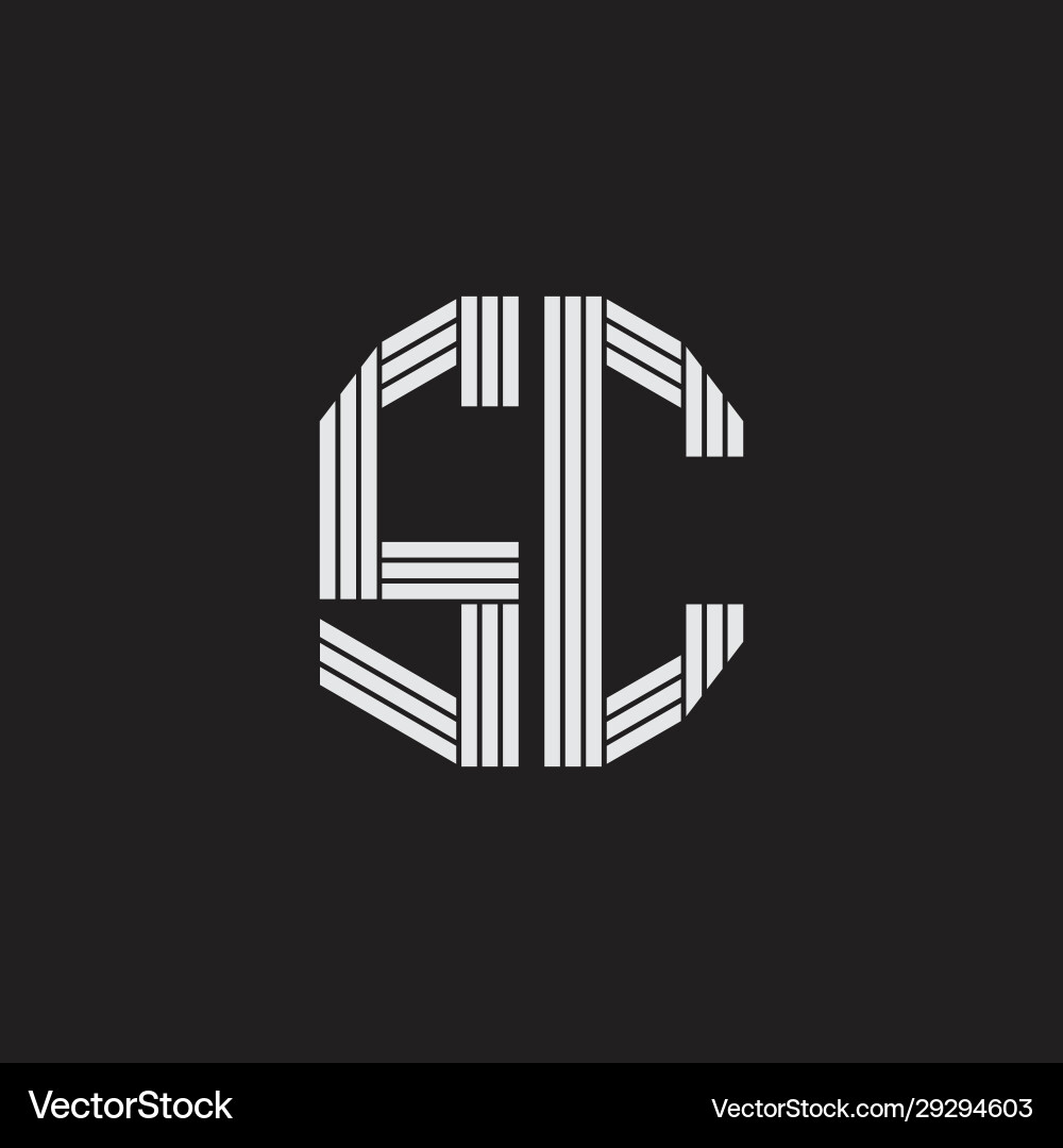 Sc logo monogram with outline style linked Sc logo monogram with outline style linked Vector Image