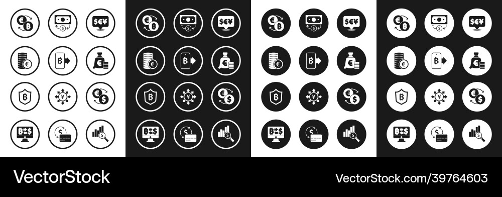 Set currency exchange mining bitcoin from mobile Vector Image