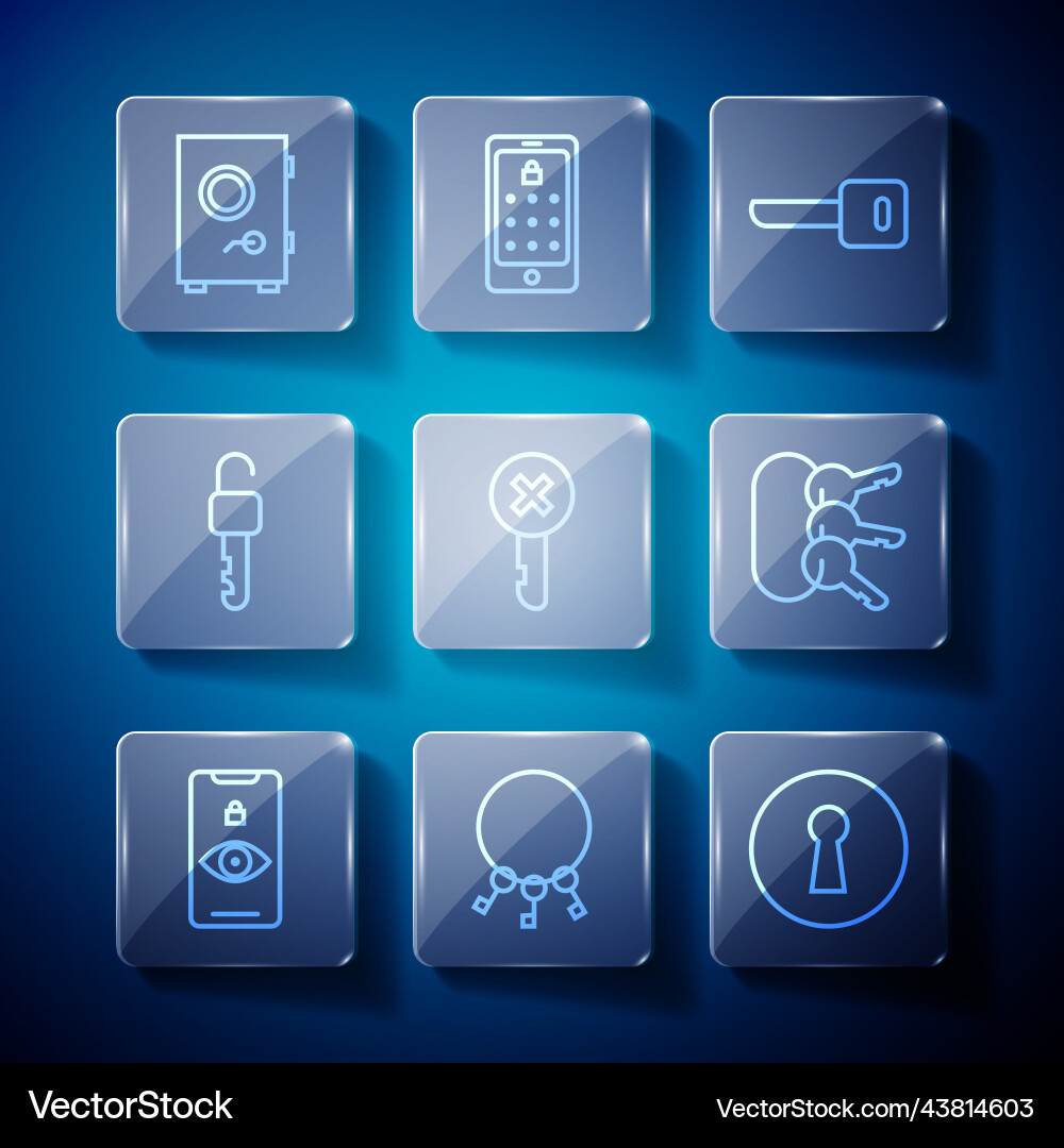 Set line eye scan bunch of keys keyhole wrong Set line eye scan bunch of keys keyhole wrong vector image