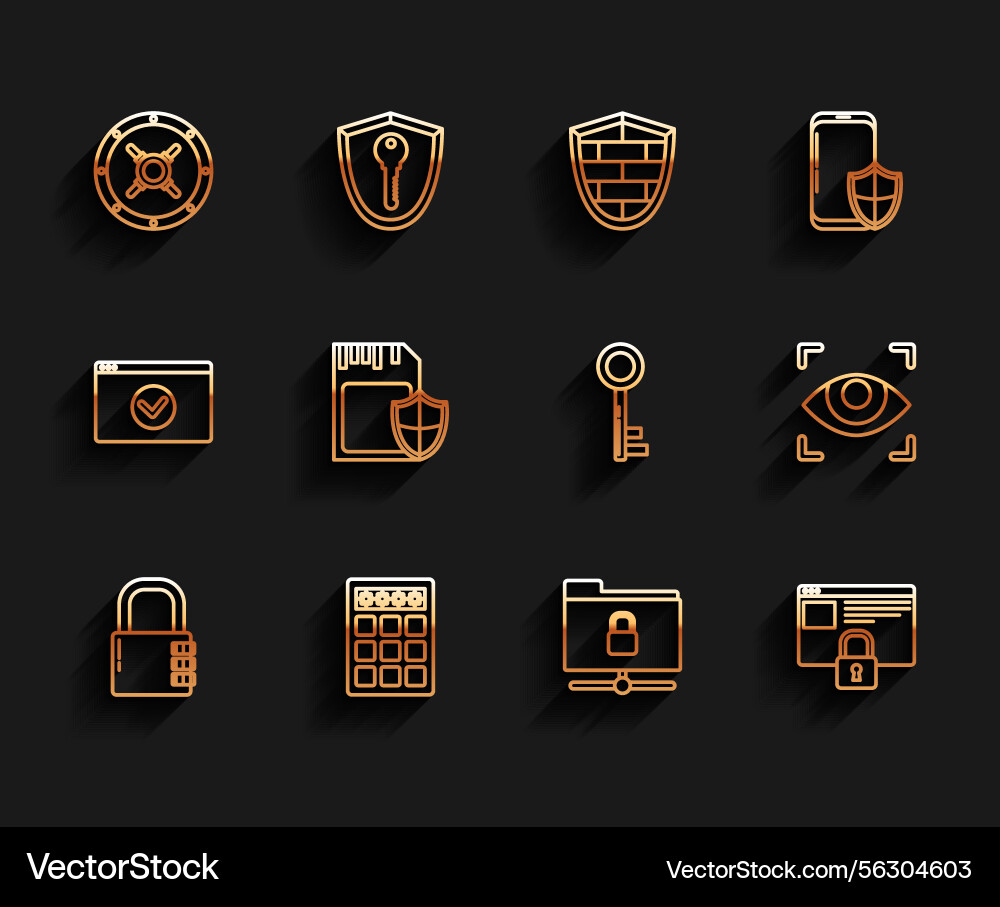 Set line safe combination lock password Set line safe combination lock password vector image