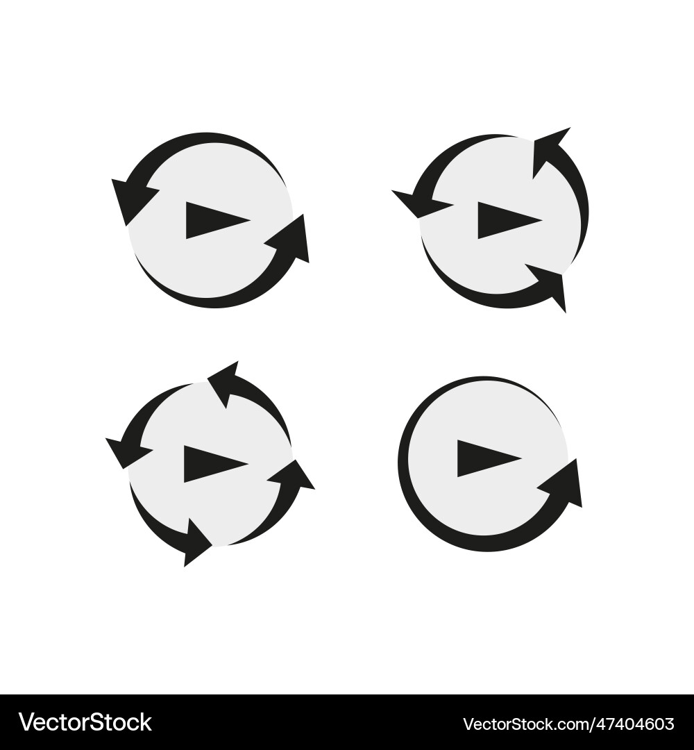 Set of video play button like simple replay icon Set of video play button like simple replay icon vector image