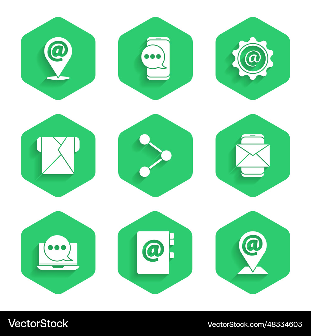 Set share address book location and mail Set share address book location and mail vector image