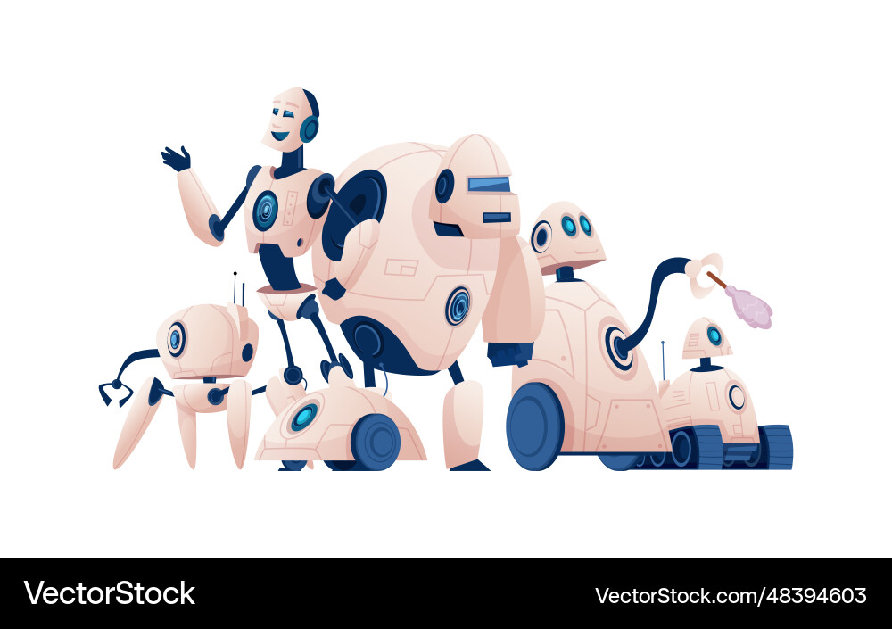 Smart bots home robots help systems Smart bots home robots help systems Vector Image