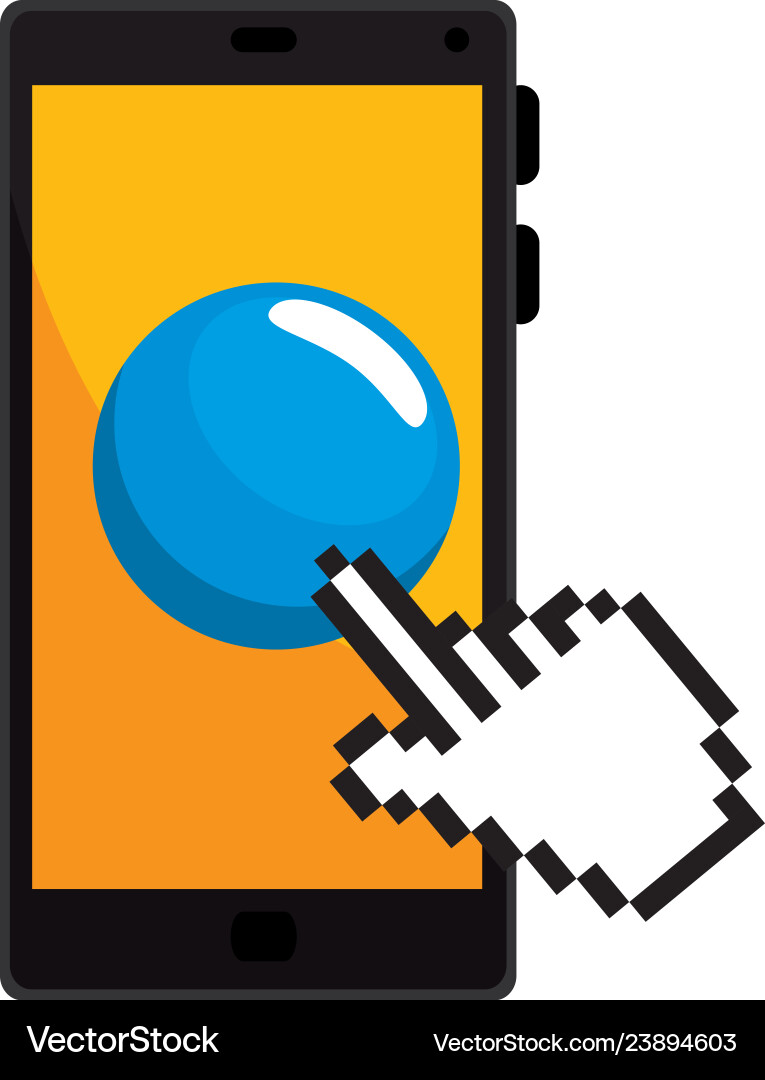Smartphone with pointer cursor Smartphone with pointer cursor Vector Image