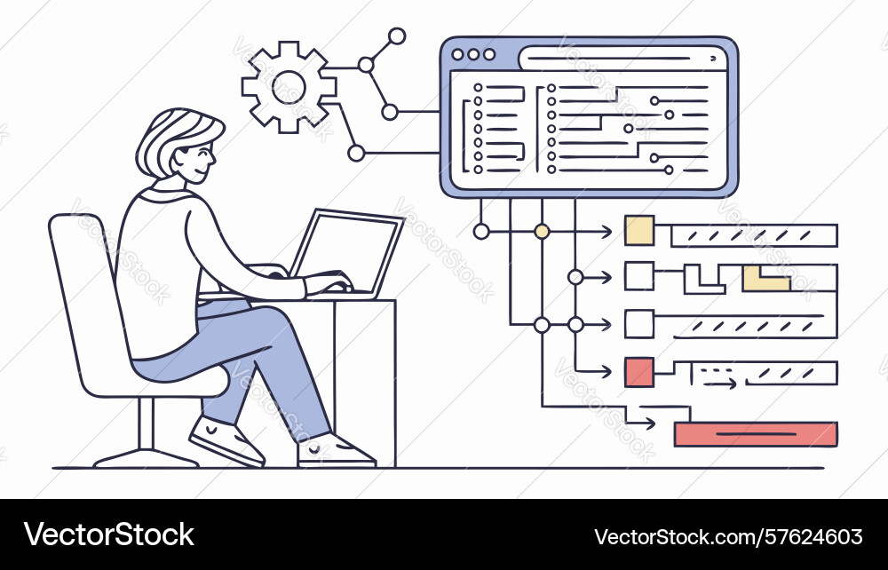 System administrator debugging - it operations Vector Image