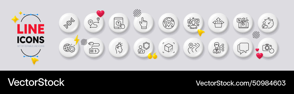 Talk bubble third party and swipe up line icons Talk bubble third party and swipe up line icons vector image
