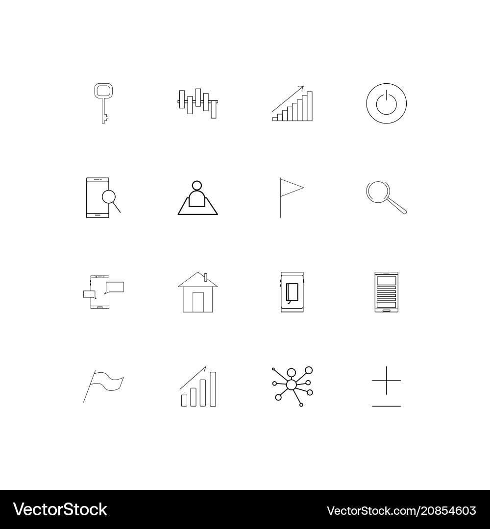 Web linear thin icons set outlined simple vector image