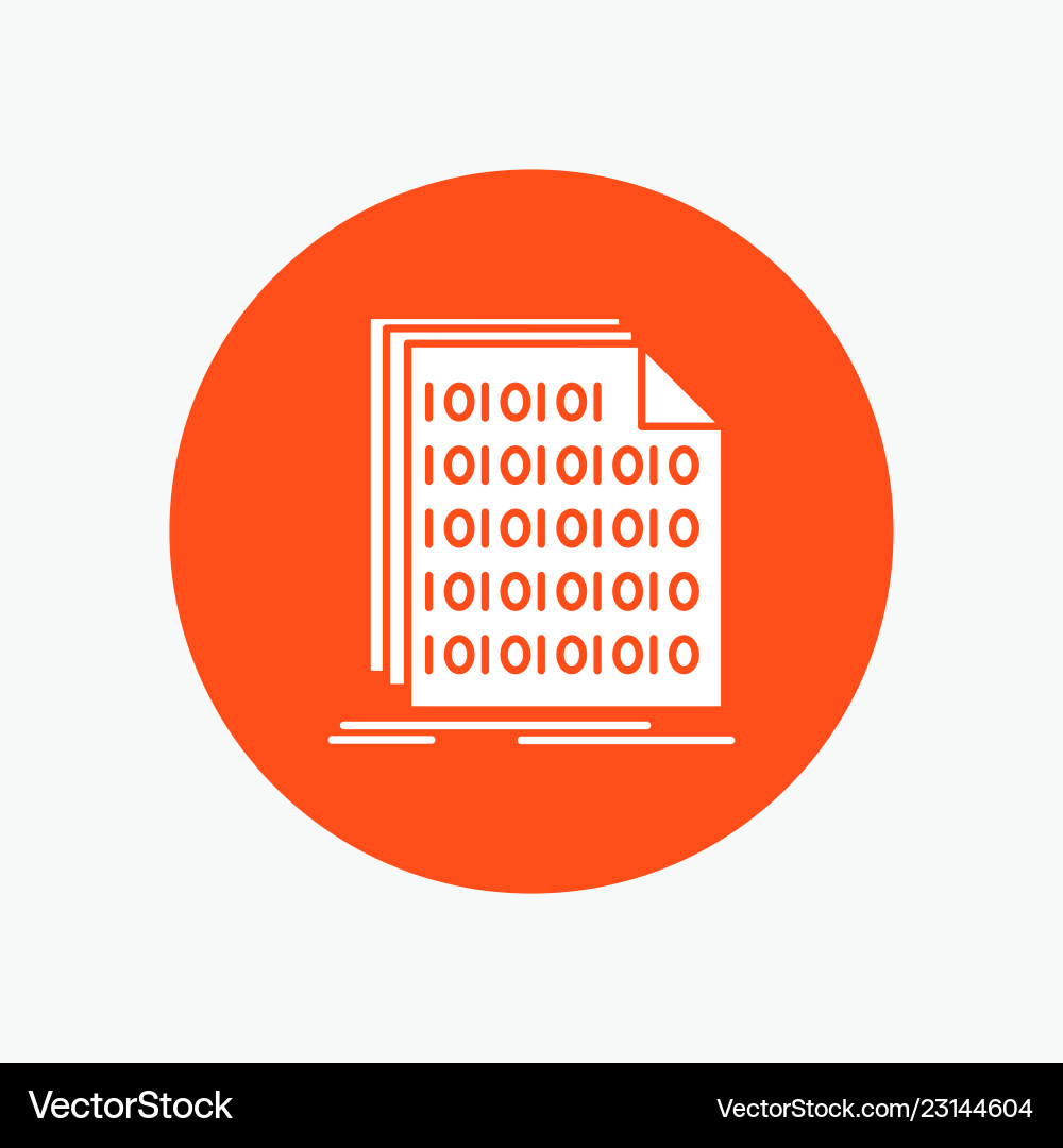 Binary code coding data document white glyph icon Binary code coding data document white glyph icon vector image
