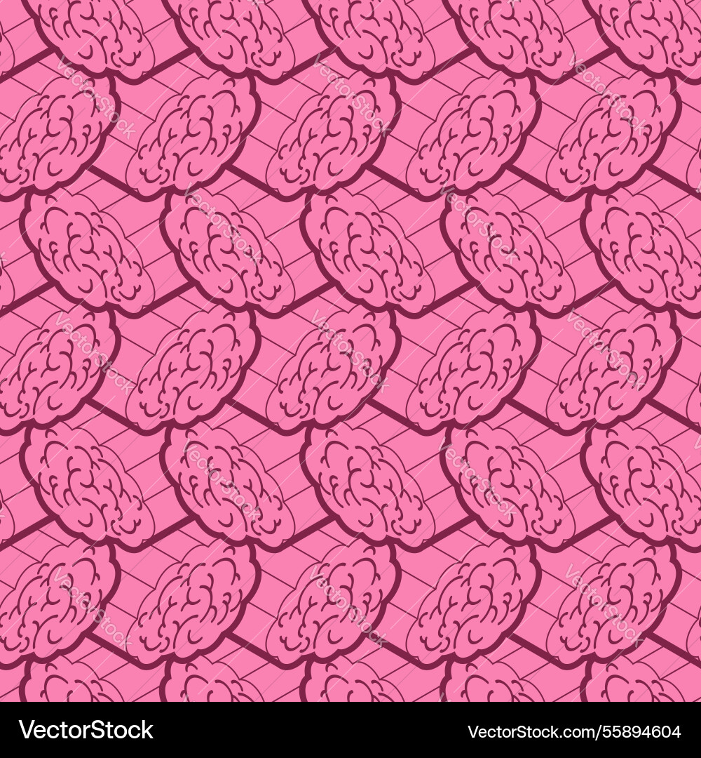 Brain isometric pattern seamless brains background Brain isometric pattern seamless brains background vector image