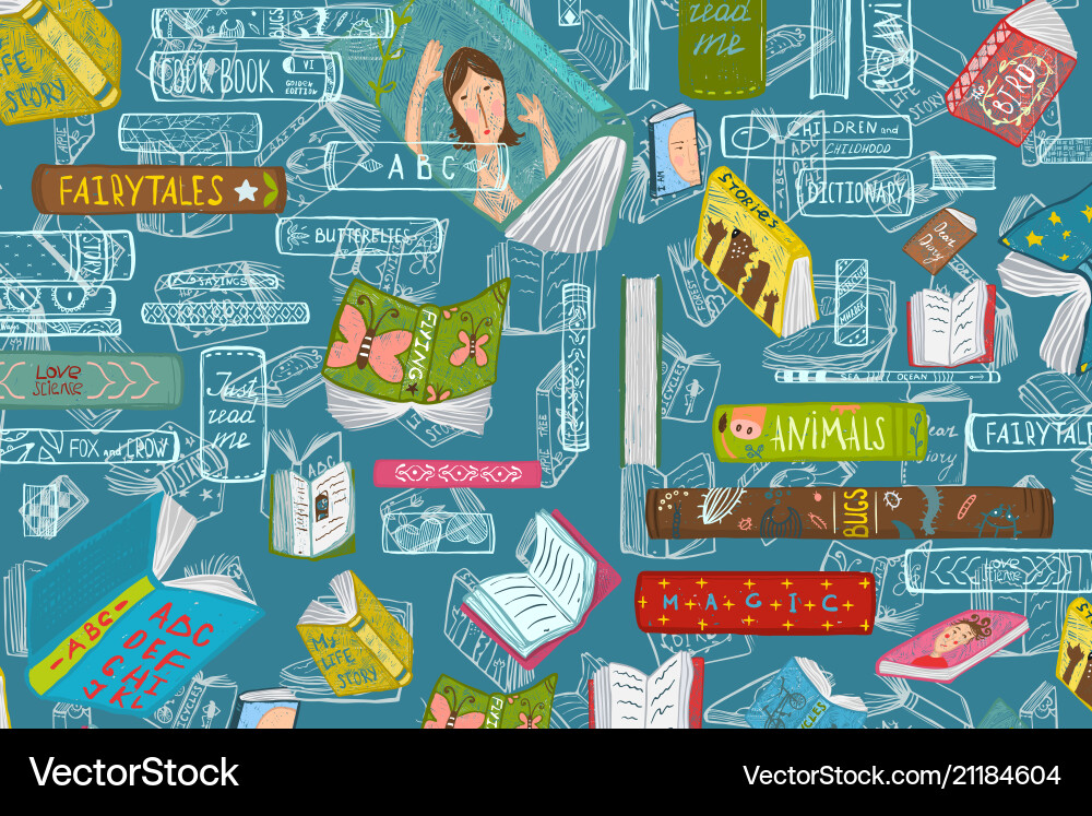 Colorful Bookshelf Pattern Vector Image