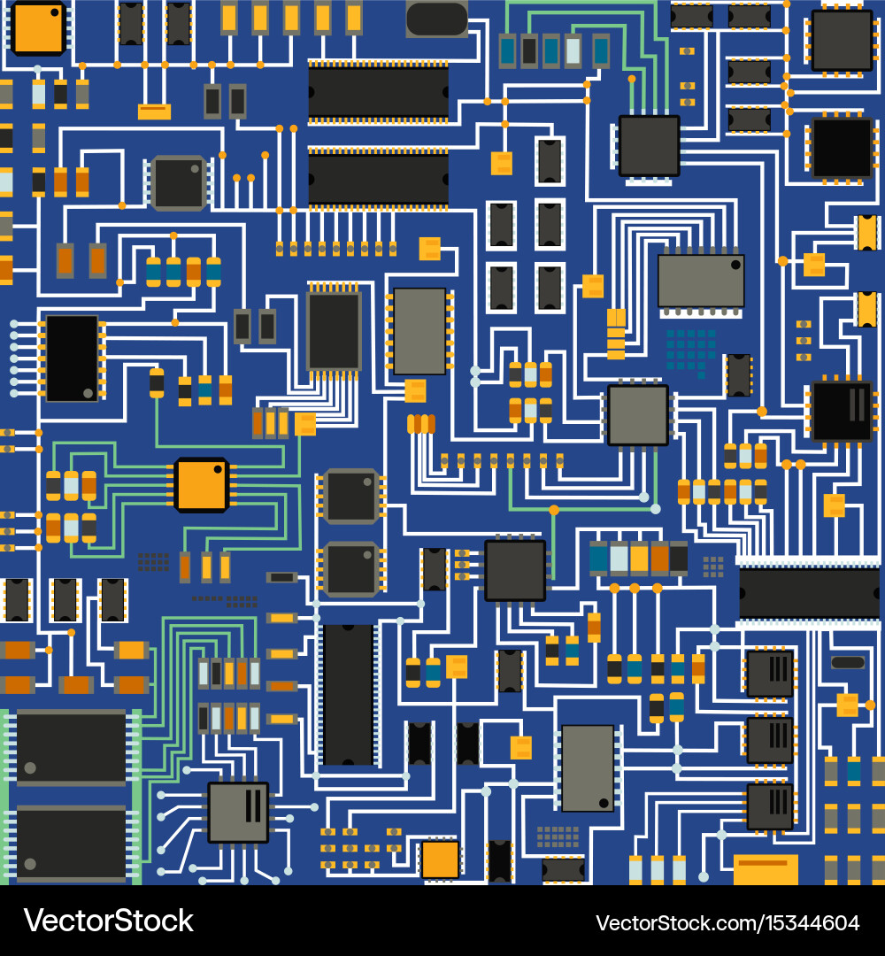 Computer chip technology processor circuit Vector Image
