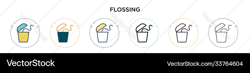 Flossing icon in filled thin line outline vector image