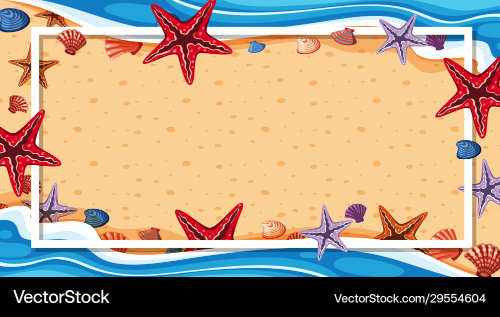 Frame template design with starfish and shells Frame template design with starfish and shells vector image