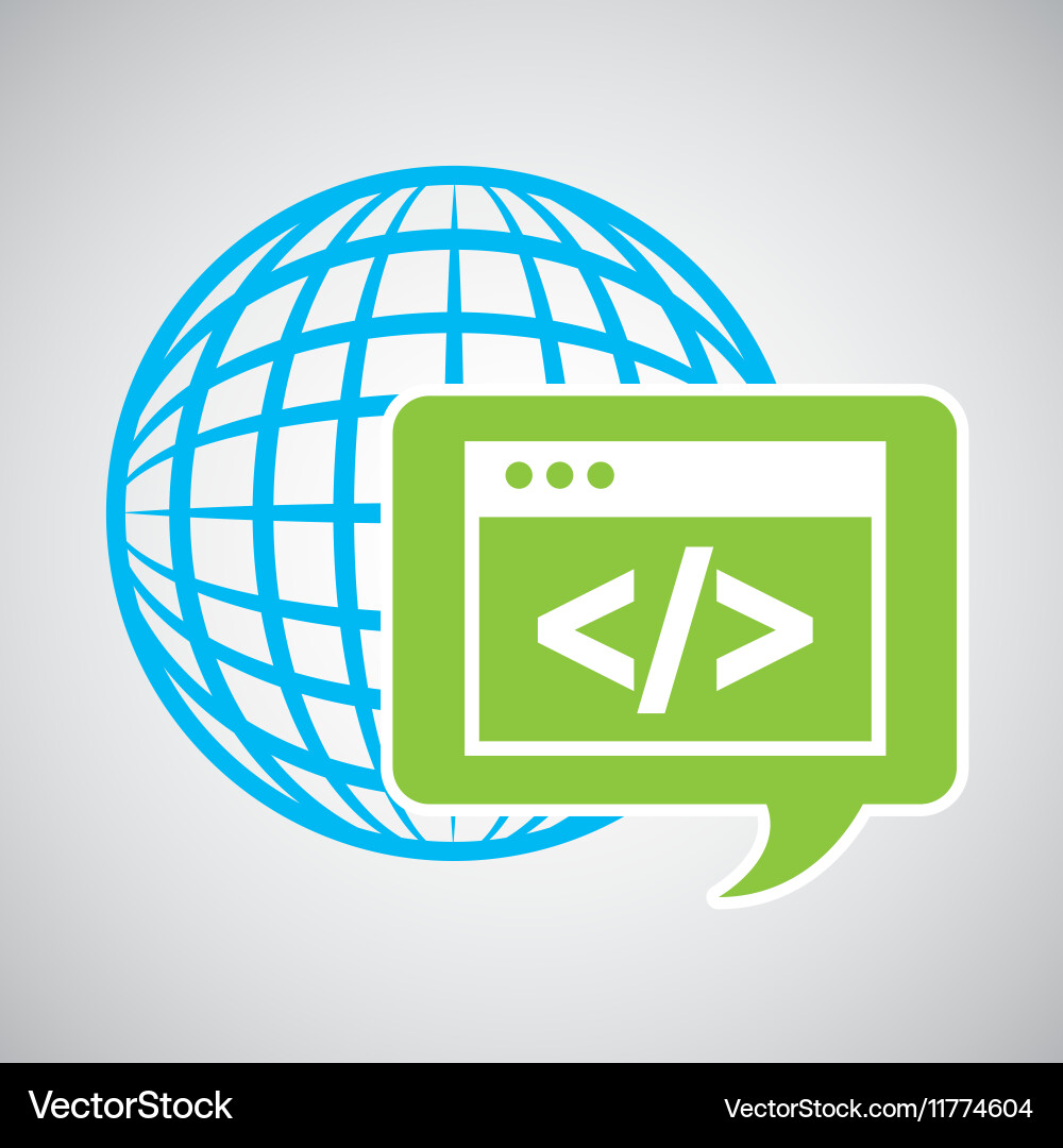 Globe development technology code icon vector image