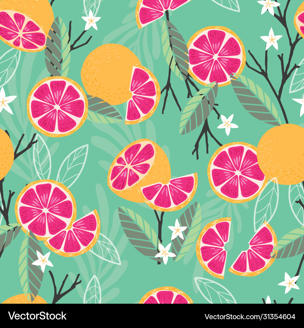 Grapefruit & Branch Pattern vector image